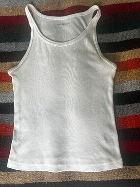 brandy melville white ribbed high neck baby tank top made in italy one size